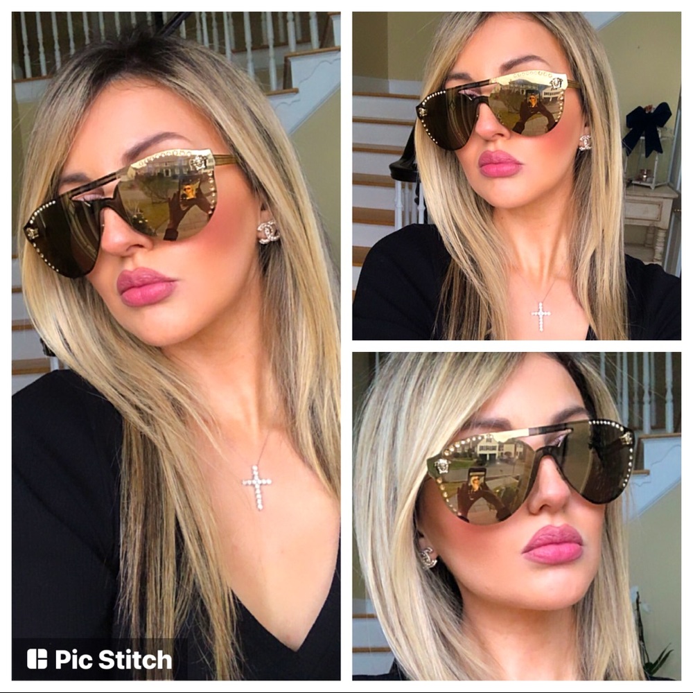 🔥NEW CRYSTAL VERSACE MIRRORED SUNGLASSES 🔥